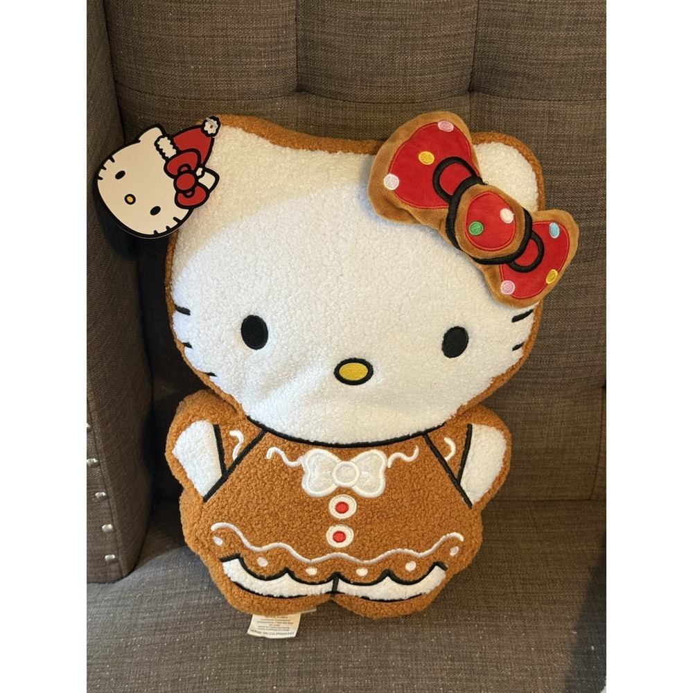 Hello Kitty Gingerbread Pillow Plush Sherpa NWT‎  15" Tall  - 2025